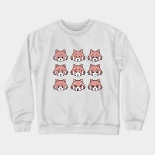 Kawaii Red Panda Faces - Aesthetic Peach Crewneck Sweatshirt